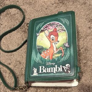 Disney loungefly Bambi Green Crossbody Bag